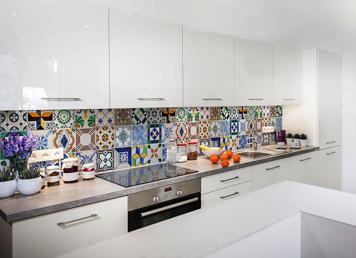 Tapeta z kafelkami azulejos do kuchnni 