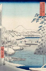 Utagawa Hiroshige - Riverbank at Sukiya in Edo