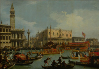 Fototapety  Giovanni Antonio Canal - Bucentaurs return to the pier by the Palazzo Ducale