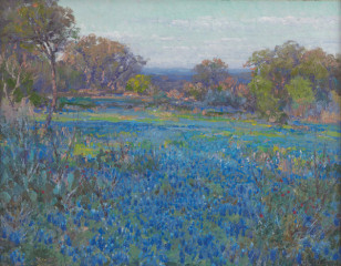 Julian Onderdonk - A Field of Blue Bonnets, Late Afternoon Sunlight