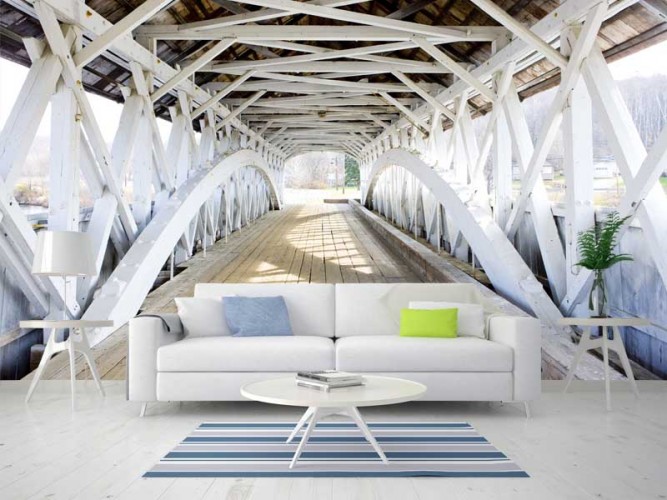Fototapeta 3d – Biały most drewniany
