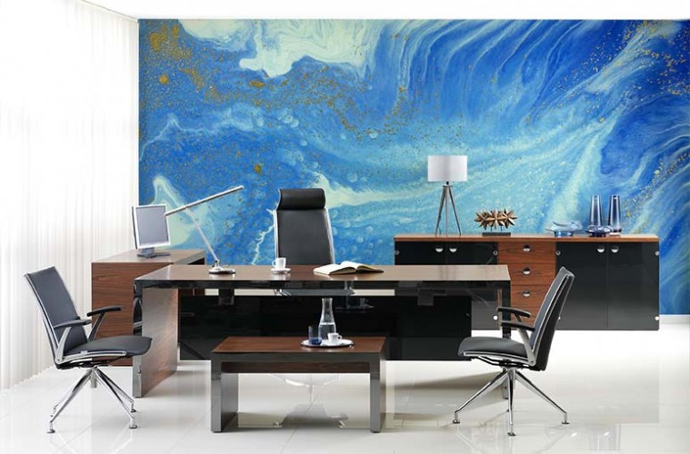 Fototapeta do biura - tekstura w odcieniach koloru niebieskiego malowana akwarelą