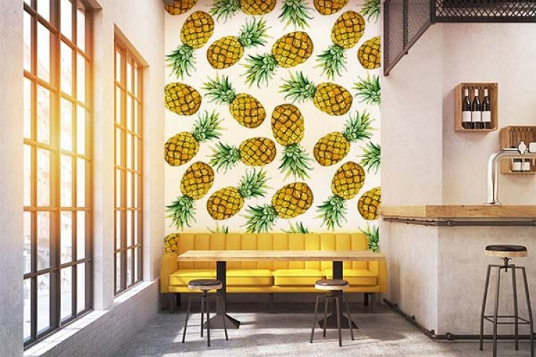 Fototapeta z ananasami do koktajl baru