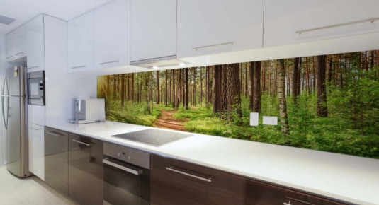 Fototapeta do kuchni z panoramą - Krajobraz leśny