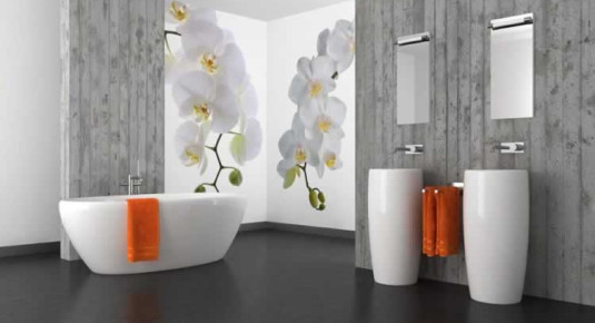 Fototapeta do łazienki z motywem białej orchidei