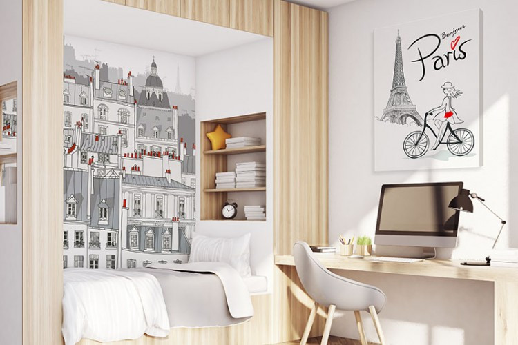 Fototapeta do pokoju nastolatki - dachy domów w Paryżu