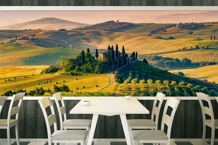 Fototapeta do restauracji włoskiej - Panorama pejzażu Toskanii