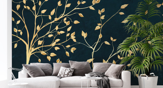Fototapeta Drzewo ze złotymi liśćmi