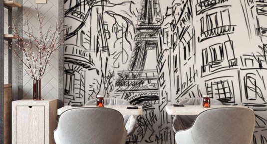 Fototapeta do kawiarni - Rysunek uliczki w Paryżu