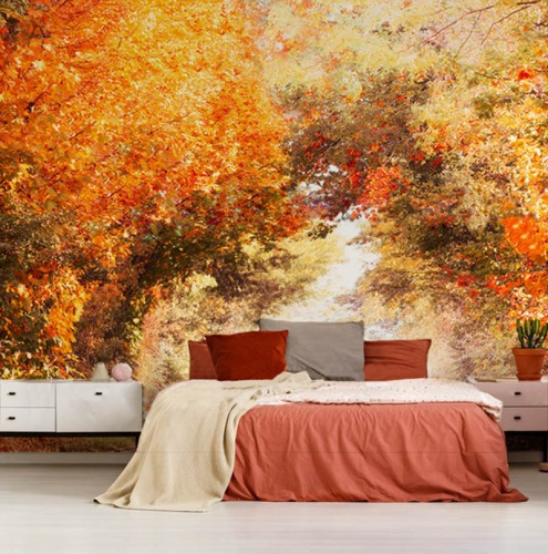 Fototapeta do sypialni - Jesienna aleja drzew