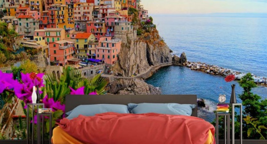 Fototapeta do sypialni - krajobraz włoski, miasto Manarola