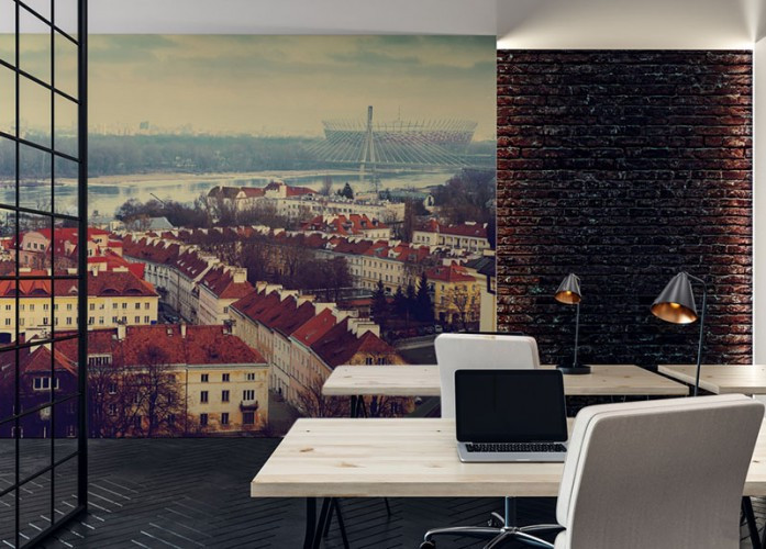 Fototapeta do biura z widokiem na miasto Warszawę