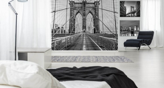 Czarno - biała fototapeta z Mostem Brooklińskim