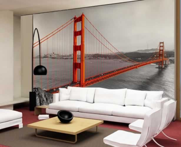 Fototapeta czarno-biała z motywem czerwonego mostu Golden Gate