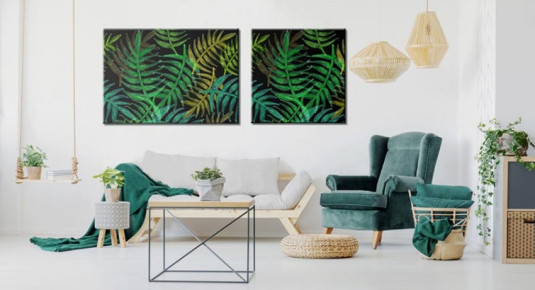 Obraz na płótnie w odcieniach zieleni - Egzotyczne liście palmy