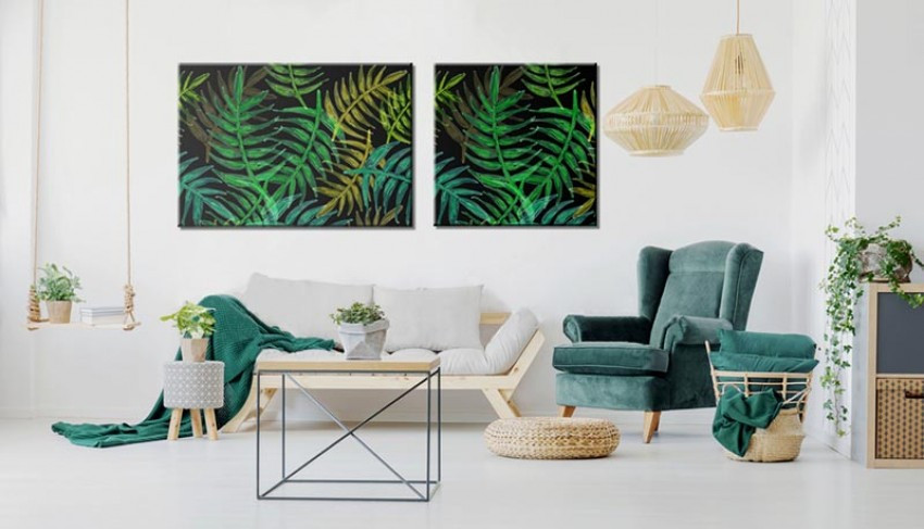 Obraz na płótnie w odcieniach zieleni - Egzotyczne liście palmy