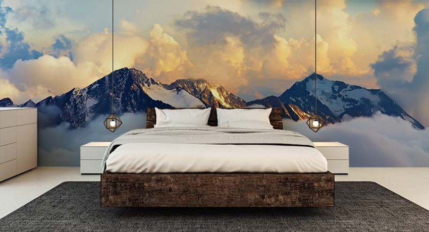 Fototapeta do sypialni - panorama gór, Alpy