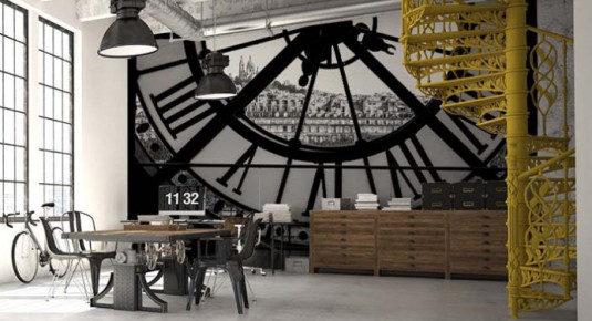 Fototapeta z motywem zegara do pomieszczenia w stylu industrialnym