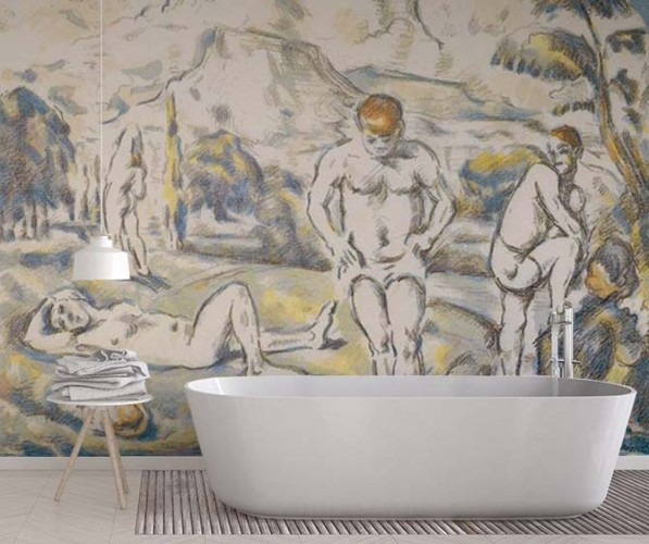 Fototapeta do łazienki z reprodukcją - Kąpiący się Paul Cezanne
