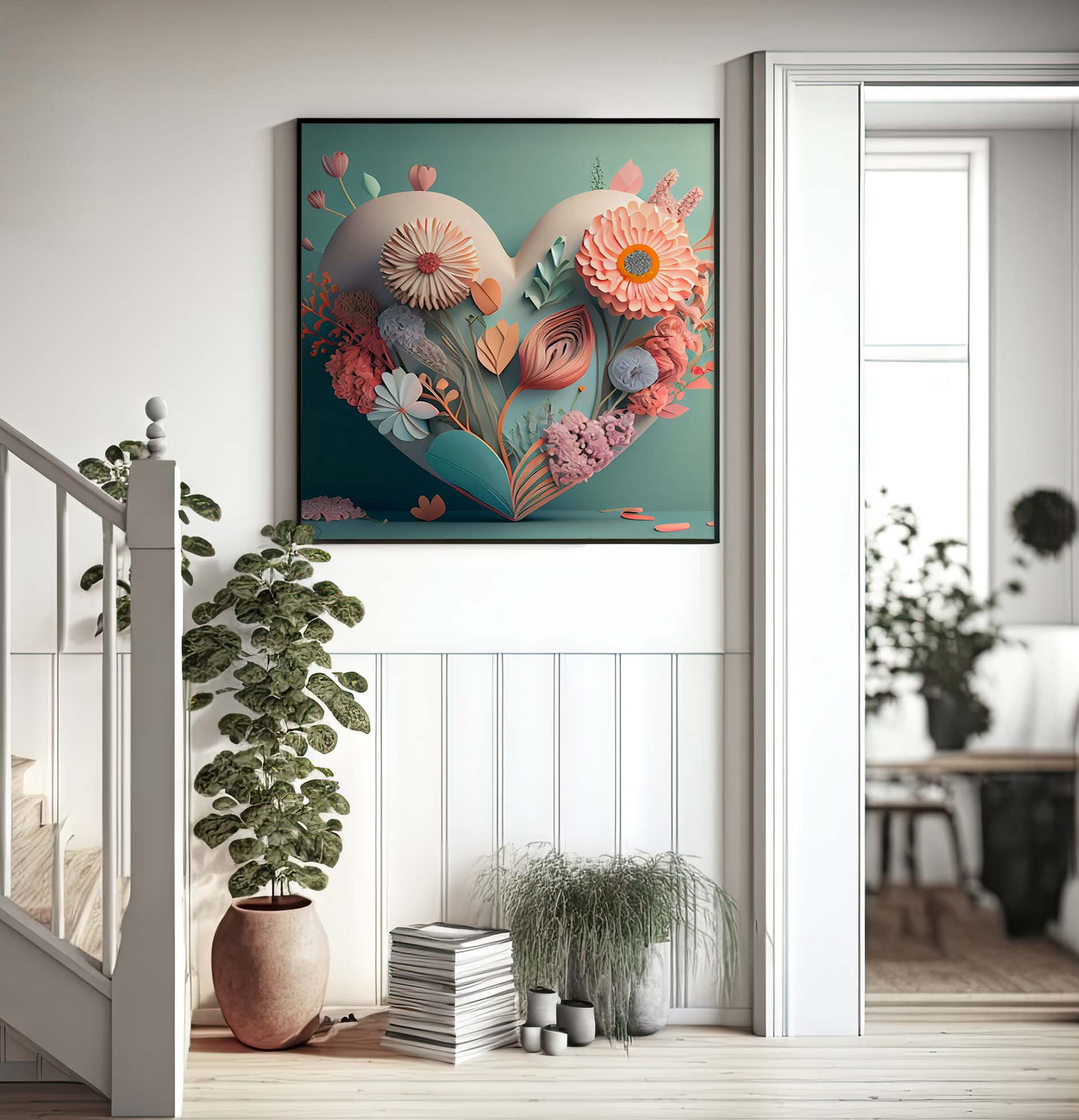 Obraz w ramie Bukiet kwiatów w kształcie serca