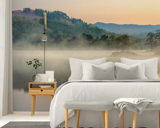 Fototapeta z rzeką we mgle do sypialni