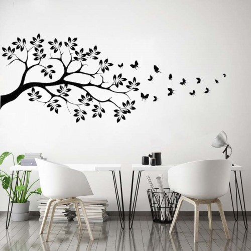 Naklejka na ścianę - Drzewo i motyle