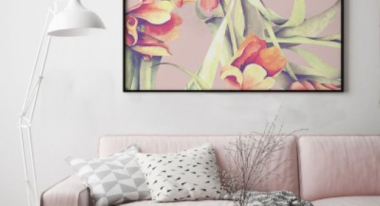 Obraz na płótnie do salonu - Duże kwiaty tulipanów