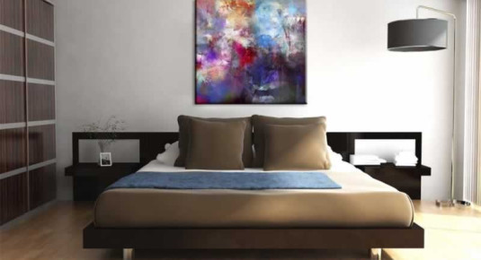 Obraz na płótnie do sypialni z kolorową abstrakcją