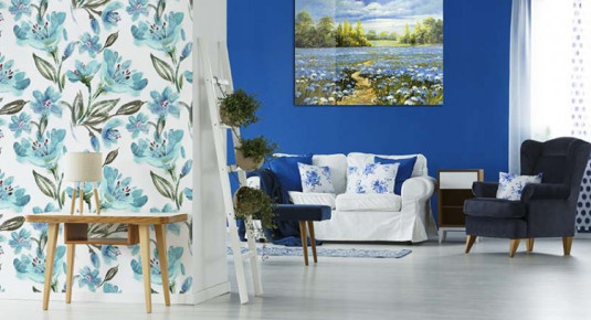 Obraz na plexi do salonu - łąka niebieskich kwiatów