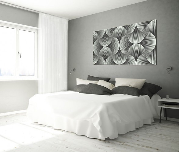Obraz na szkle do hotelu - Abstrakcja czarno-biała z iluzją optyczną