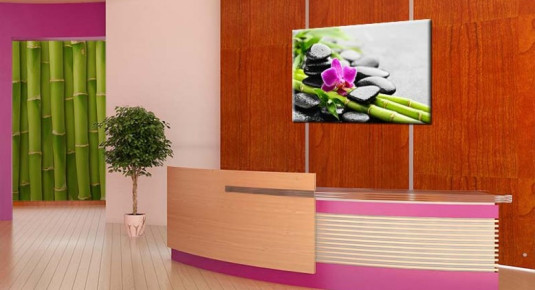 Obraz na płótnie do salonu kosmetycznego z motywem bambusa i orchidei