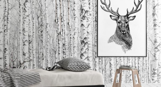 Obraz na płótnie w stylu skandynawskim - Rysunek z jeleniem