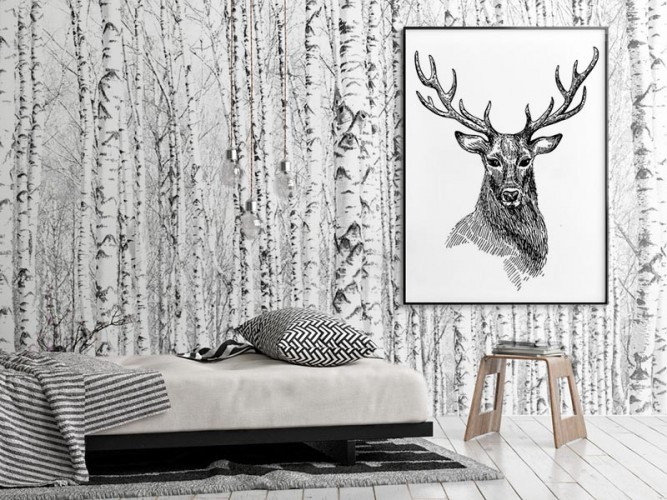 Obraz na płótnie w stylu skandynawskim - Rysunek z jeleniem