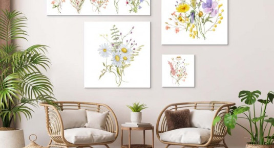 Obrazy botaniczne, malowane kwiaty  