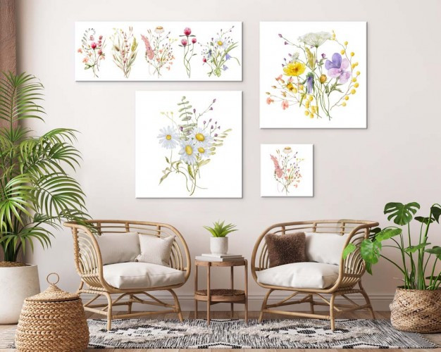 Obrazy botaniczne, malowane kwiaty  