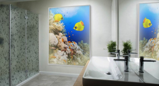 Panel szklany podświetlany do łazienki - Rafa Koralowa