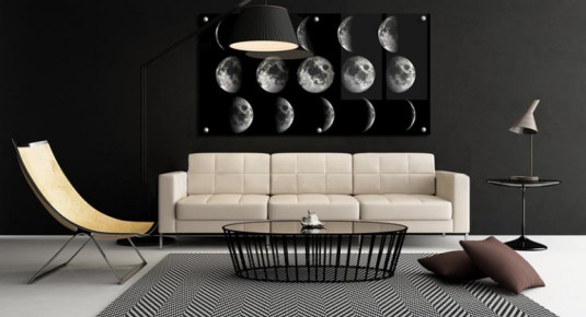 Panel szklany z fazami księżyca do salonu