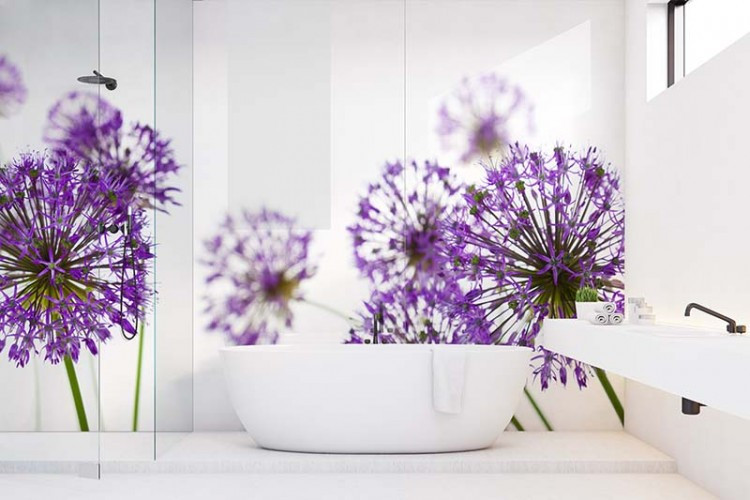 Panel szklany do łazienki - motyw kwiatowy