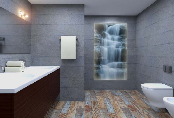 Panel podświetlany LED do łazienki - Wodospad