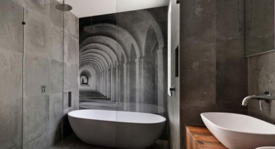 Panel szklany do łazienki - Czarno-białe arkady w Rzymie