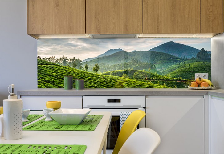 Panel szklany do kuchni - Krajobraz z plantacją herbaty