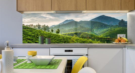 Panel szklany do kuchni - Krajobraz z plantacją herbaty