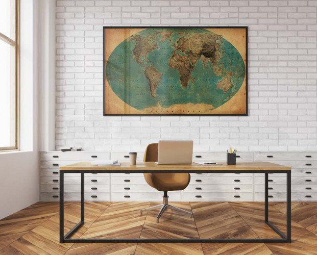 Plakat do biura - Stara mapa świata
