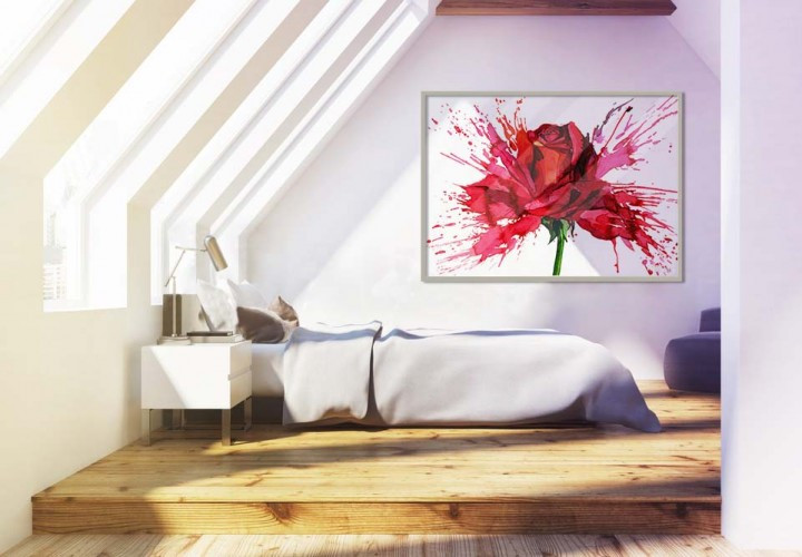 Plakat z rózą do sypialni