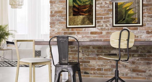 Plakat wstylu grunge z lisciem paproci, oprawiony w passe-partout i brązową ramę