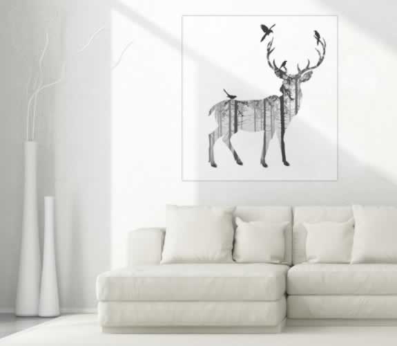 Plakat w stylu skandynawskim z motywem jelenia