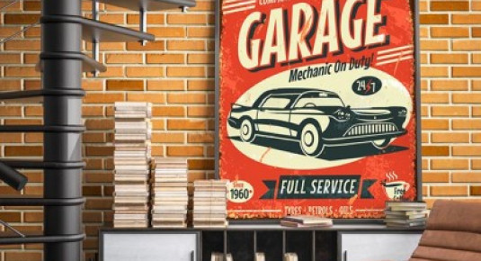 Plakat w stylu vintage - Samochód retro
