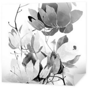 monochromatyczne kwiatowy wiosna streszczenie rustykalny wzór kwiatów i liści. cyfrowy ręcznie rysowany obraz z