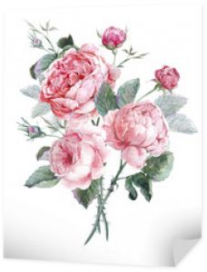 Klasyczny vintage kwiatowy kartkę z życzeniami, akwarela bukiet
