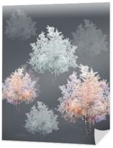 Kolorowe drzewa na białym tle, mogą być używane jako karta zaproszenie na ślub, urodziny i inne tło wakacje i lato